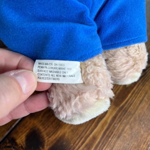 Boomerang Bear American Greetings Plush NWT Blue Overalls & Newsprint Hat - Picture 6 of 11